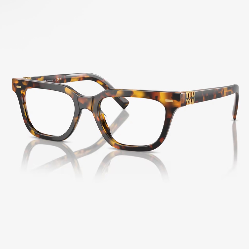 Miu Miu Mu07xv Logo Rectangle Honey Havana Tortoise Eyeglasses